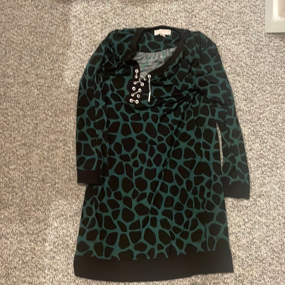 Michael Kors green and black midi dress size large